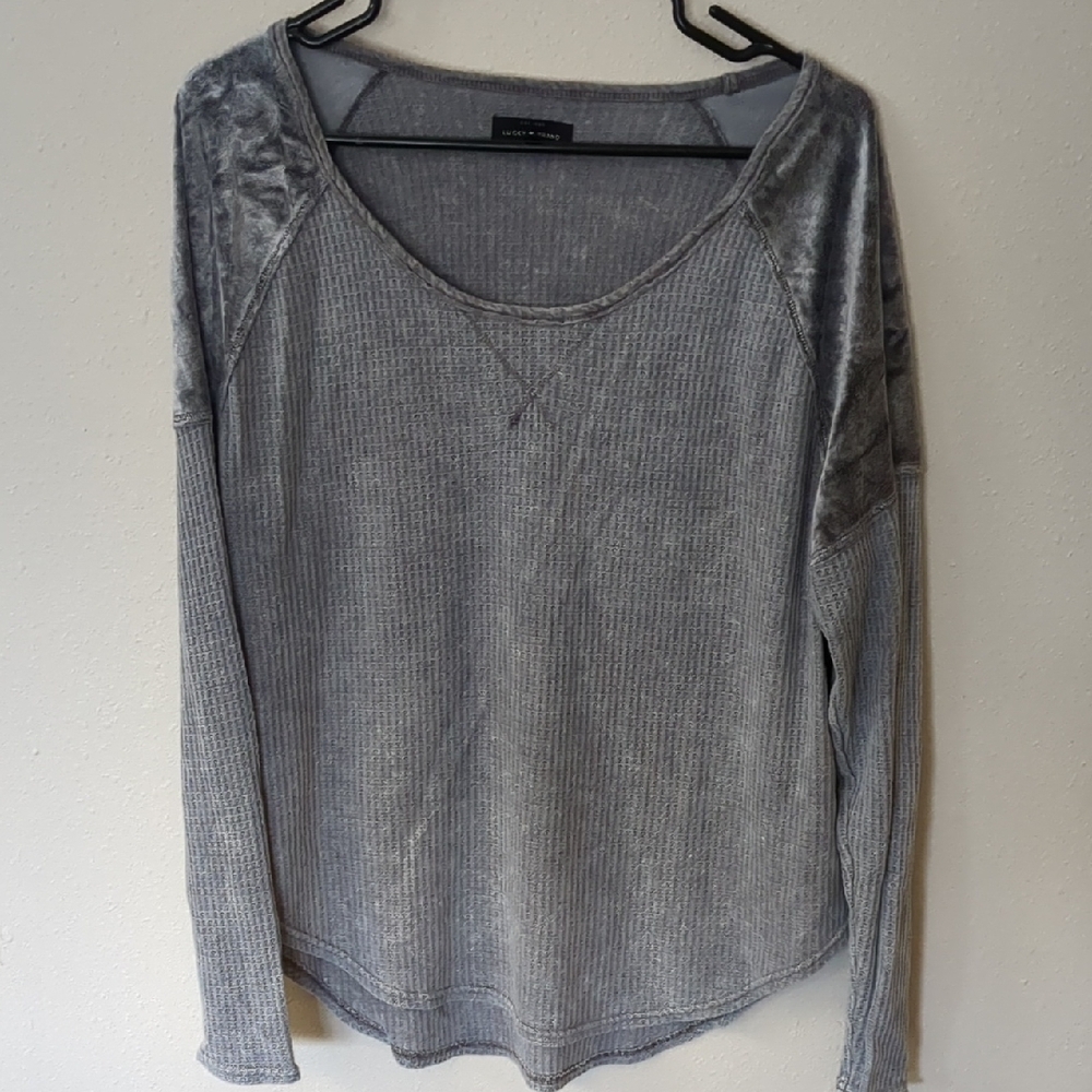 Gray Velvet Long Sleeve Top Lucky Brand Large
